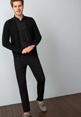 Erkek Siyah Basic Triko Hırka - 50192682043