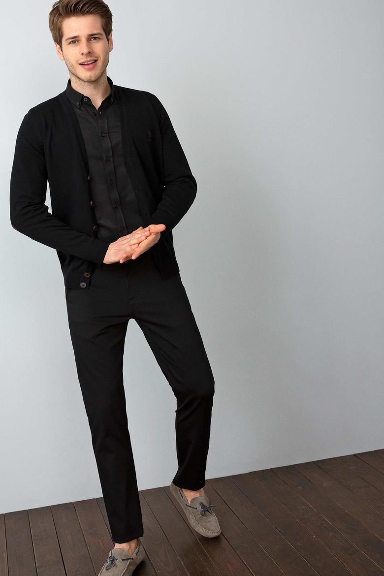 Erkek Siyah Basic Triko Hırka - 50192682043