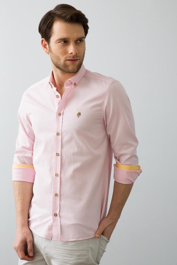Pembe Gömlek Uzunkol Basic