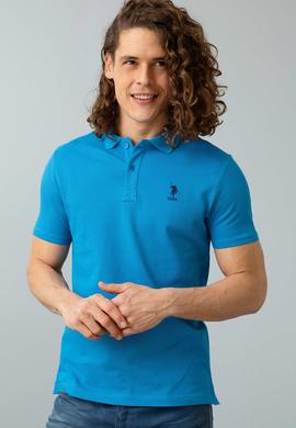 Erkek İndigo Polo Yaka T-Shirt Basic - 50199819132