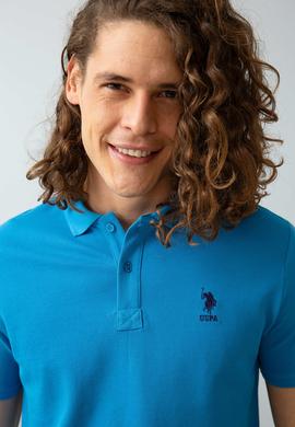 Erkek İndigo Polo Yaka T-Shirt Basic - 50199819132