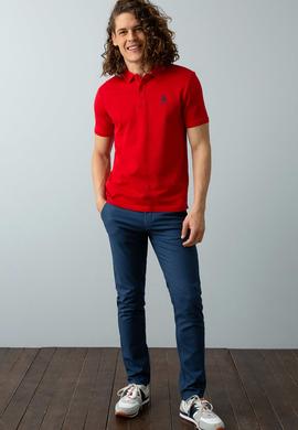 Erkek Kırmızı Basic Polo Yaka Tişört - 50199819232