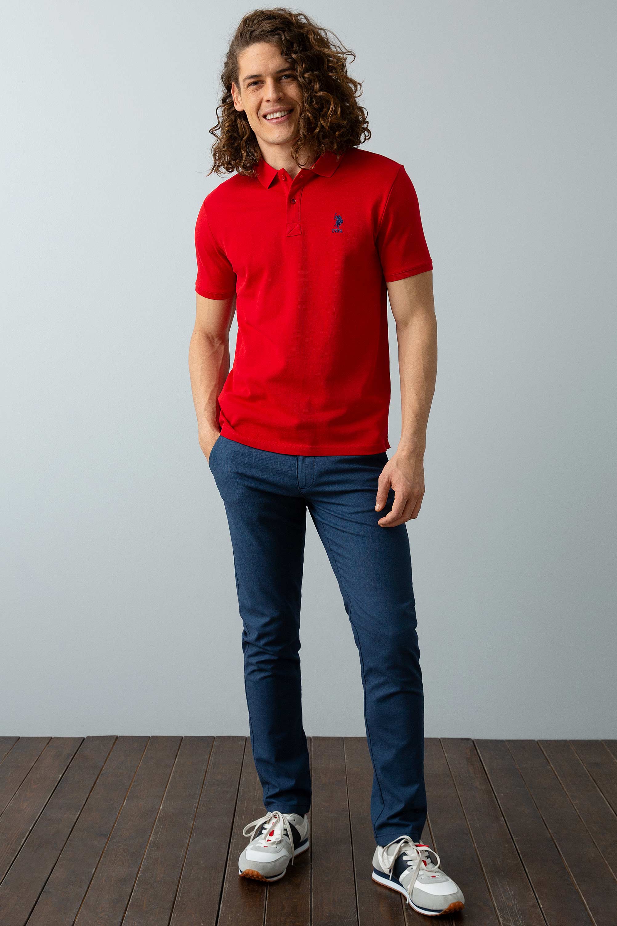 Erkek Kırmızı Basic Polo Yaka Tişört