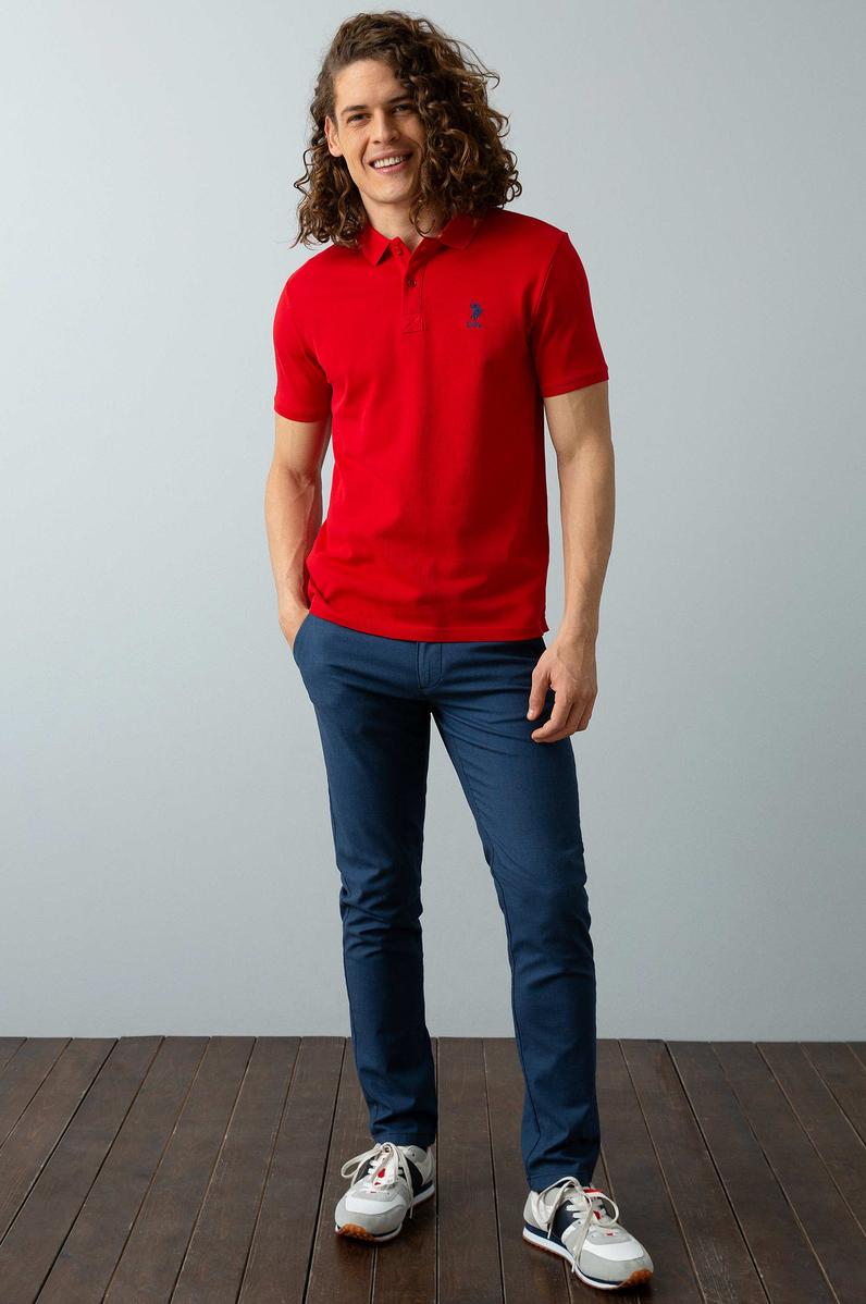 Erkek Kırmızı Basic Polo Yaka Tişört