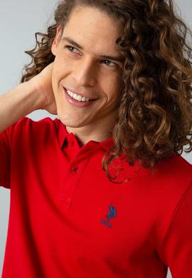 Erkek Kırmızı Basic Polo Yaka Tişört - 50199819232