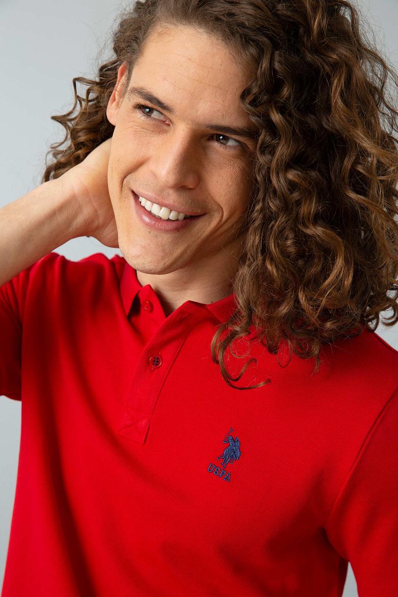 Erkek Kırmızı Basic Polo Yaka Tişört - 50199819232