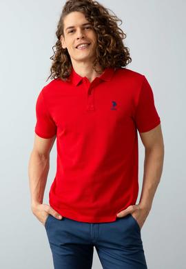 Erkek Kırmızı Basic Polo Yaka Tişört - 50199819232