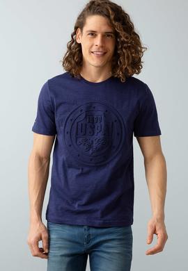 Erkek Lacivert Bisiklet Yaka T-Shirt - 50199826012