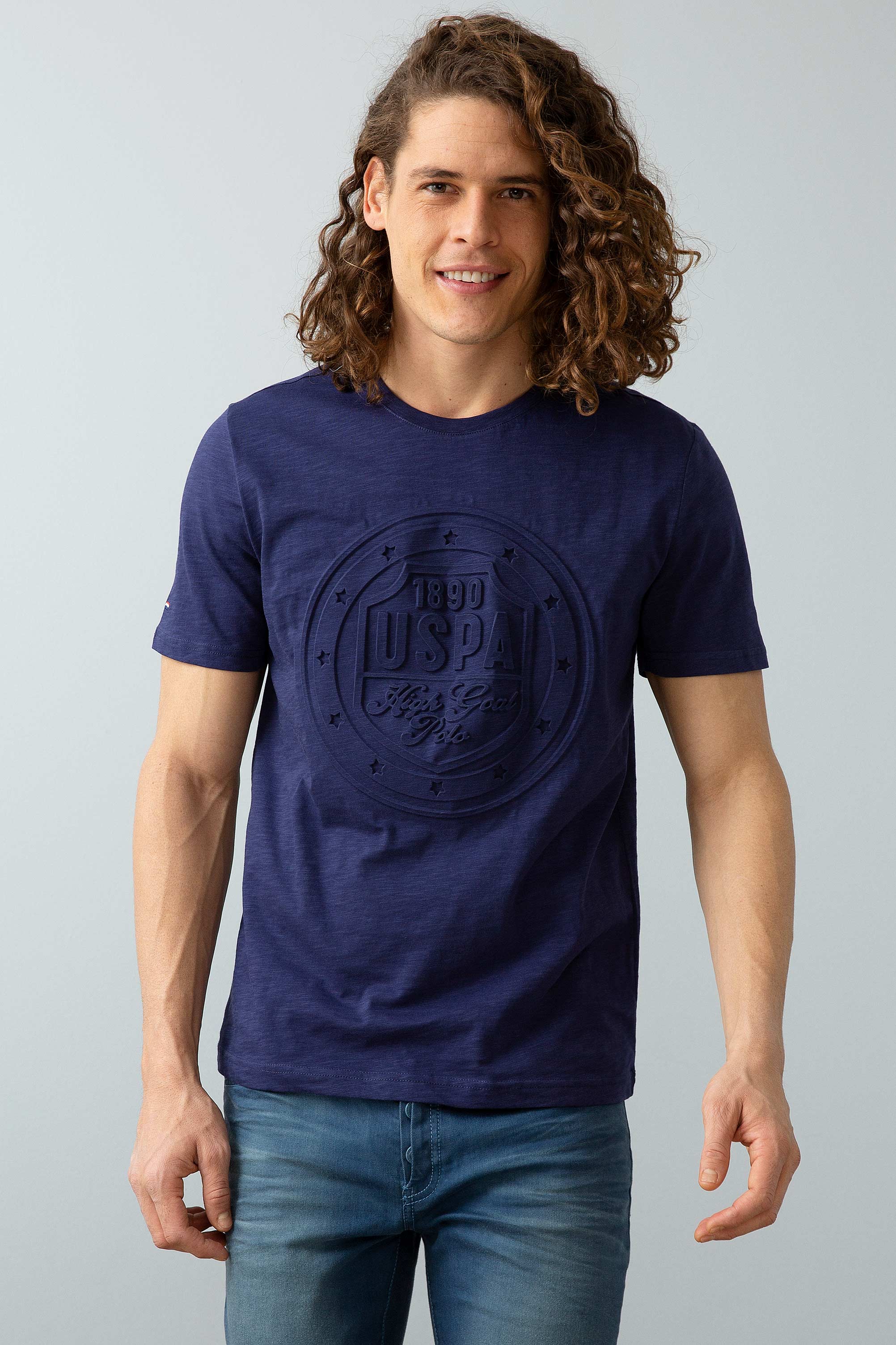 Erkek Lacivert Bisiklet Yaka T-Shirt - Image 1