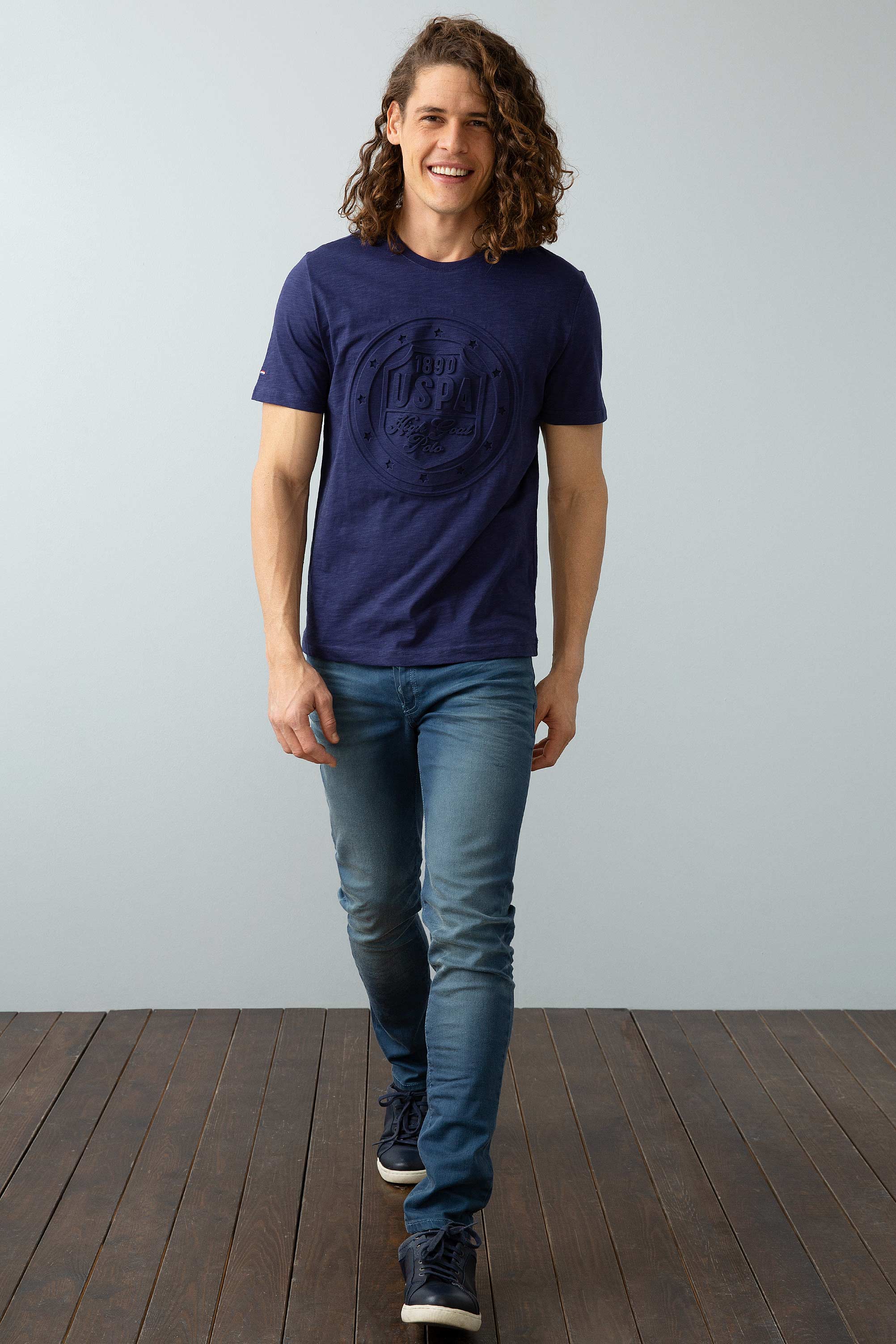Erkek Lacivert Bisiklet Yaka T-Shirt - Image 3