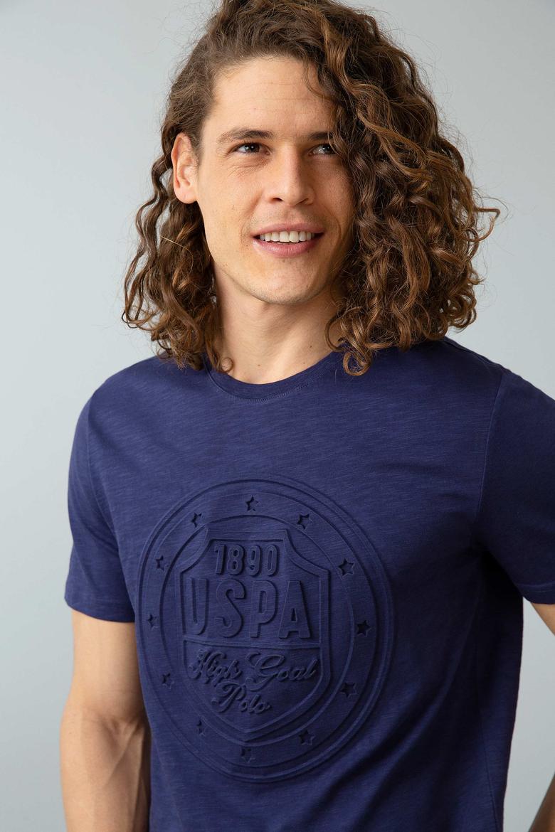 Erkek Lacivert Bisiklet Yaka T-Shirt - 50199826012