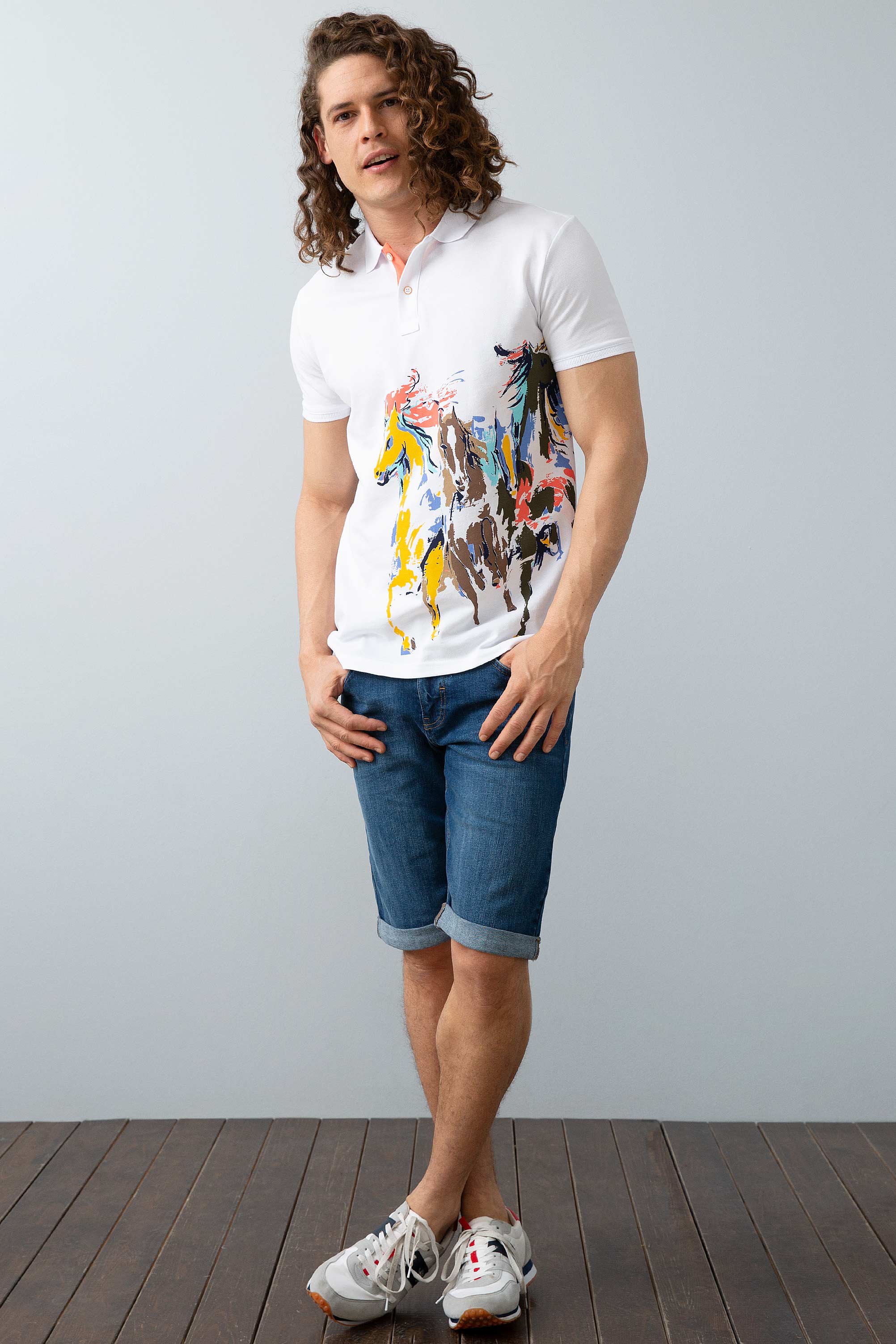 Erkek Beyaz Polo Yaka T-Shirt