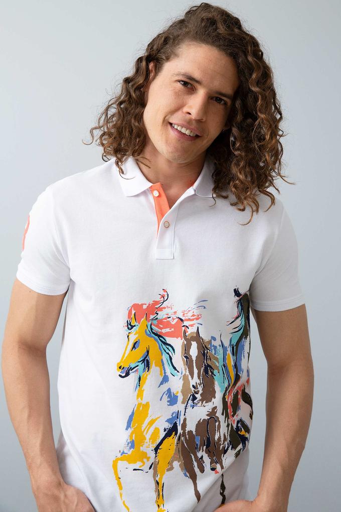 Erkek Beyaz Polo Yaka T-Shirt