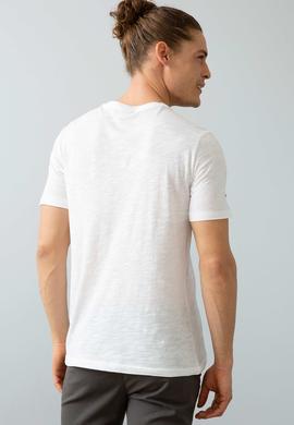 Erkek Beyaz V-Yaka T-Shirt Basic - 50199780002