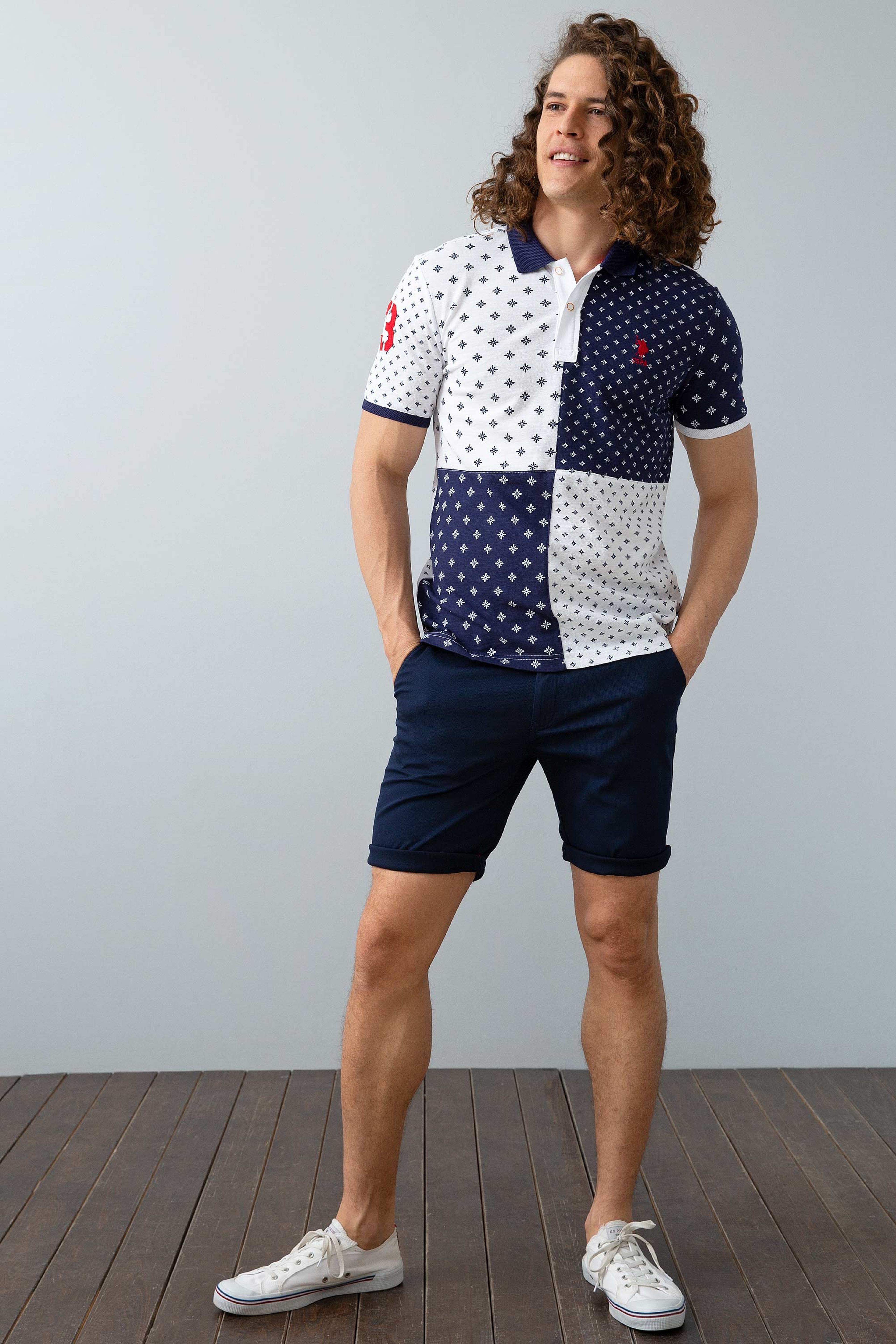 Erkek Beyaz Polo Yaka T-Shirt - Image 3