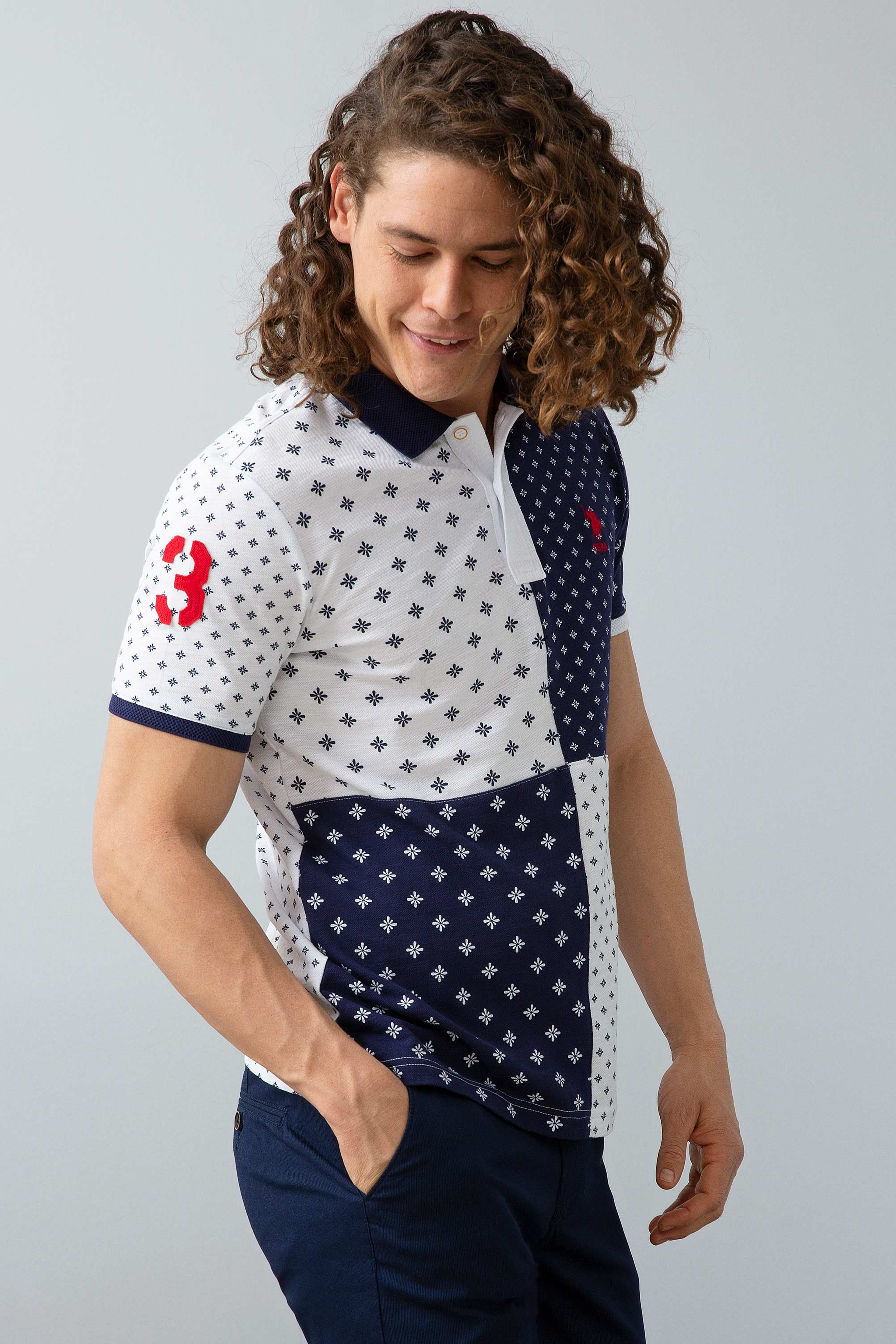 Erkek Beyaz Polo Yaka T-Shirt - Image 2