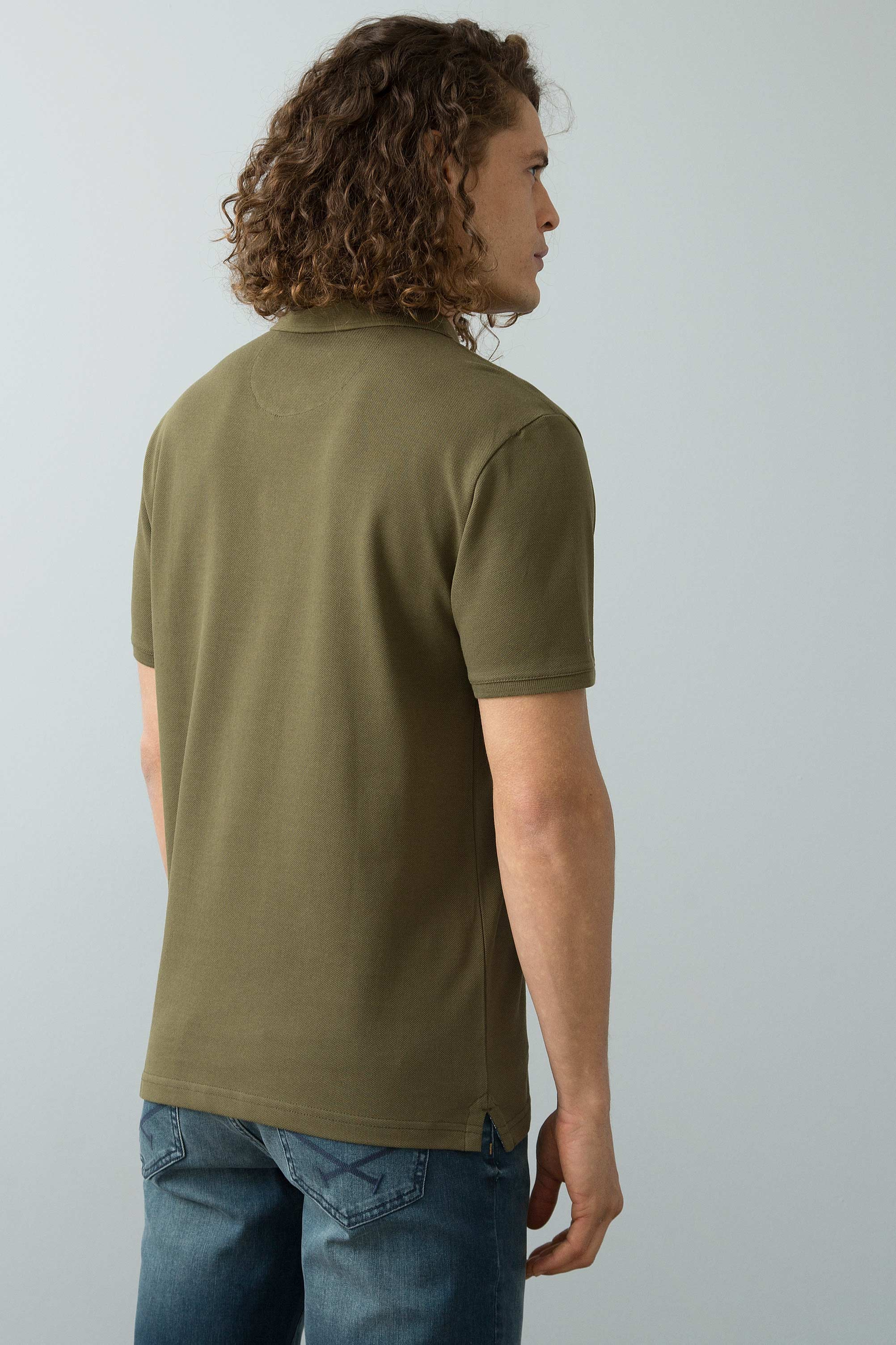 Erkek Koyu Haki Polo Yaka T-Shirt Basic