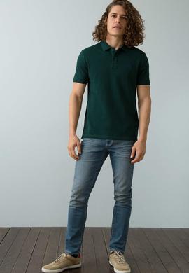 Erkek Koyu Yeşil Basic Tişört - 50199819151