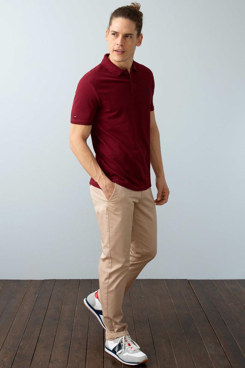 Erkek Bordo Polo Yaka T-Shirt Basic - 50199819177