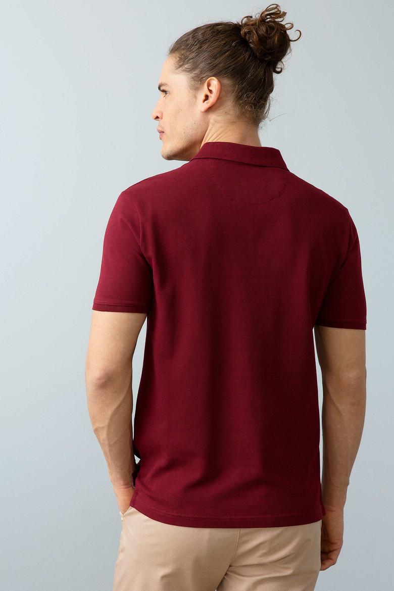 Erkek Bordo Polo Yaka T-Shirt Basic - 50199819177