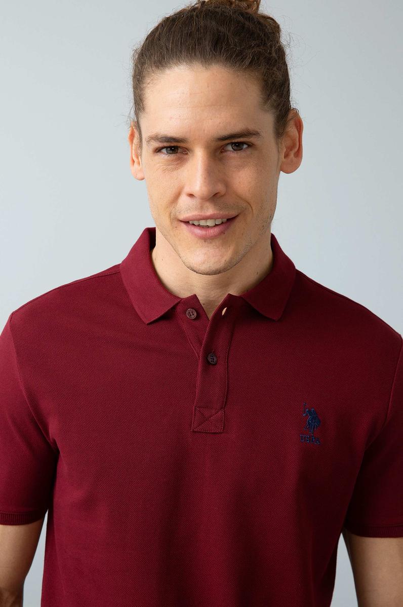 Erkek Bordo Polo Yaka T-Shirt Basic