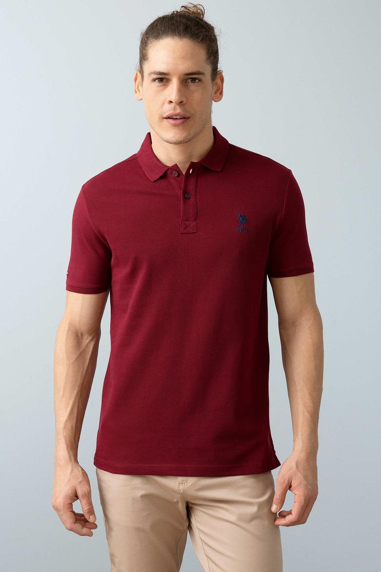 Erkek Bordo Polo Yaka T-Shirt Basic - 50199819177
