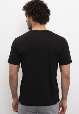 Erkek Siyah V-Yaka T-Shirt Basic - 50199831031