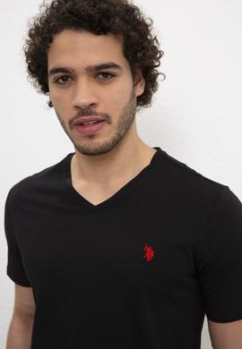 Erkek Siyah V-Yaka T-Shirt Basic - 50199831031