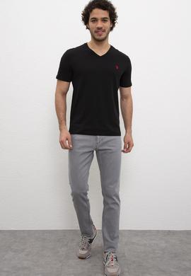 Erkek Siyah V-Yaka T-Shirt Basic - 50199831031