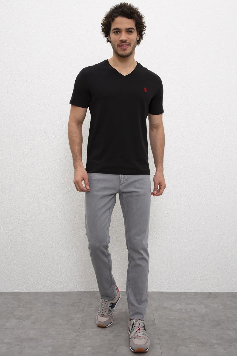 Erkek Siyah V-Yaka T-Shirt Basic - 50199831031