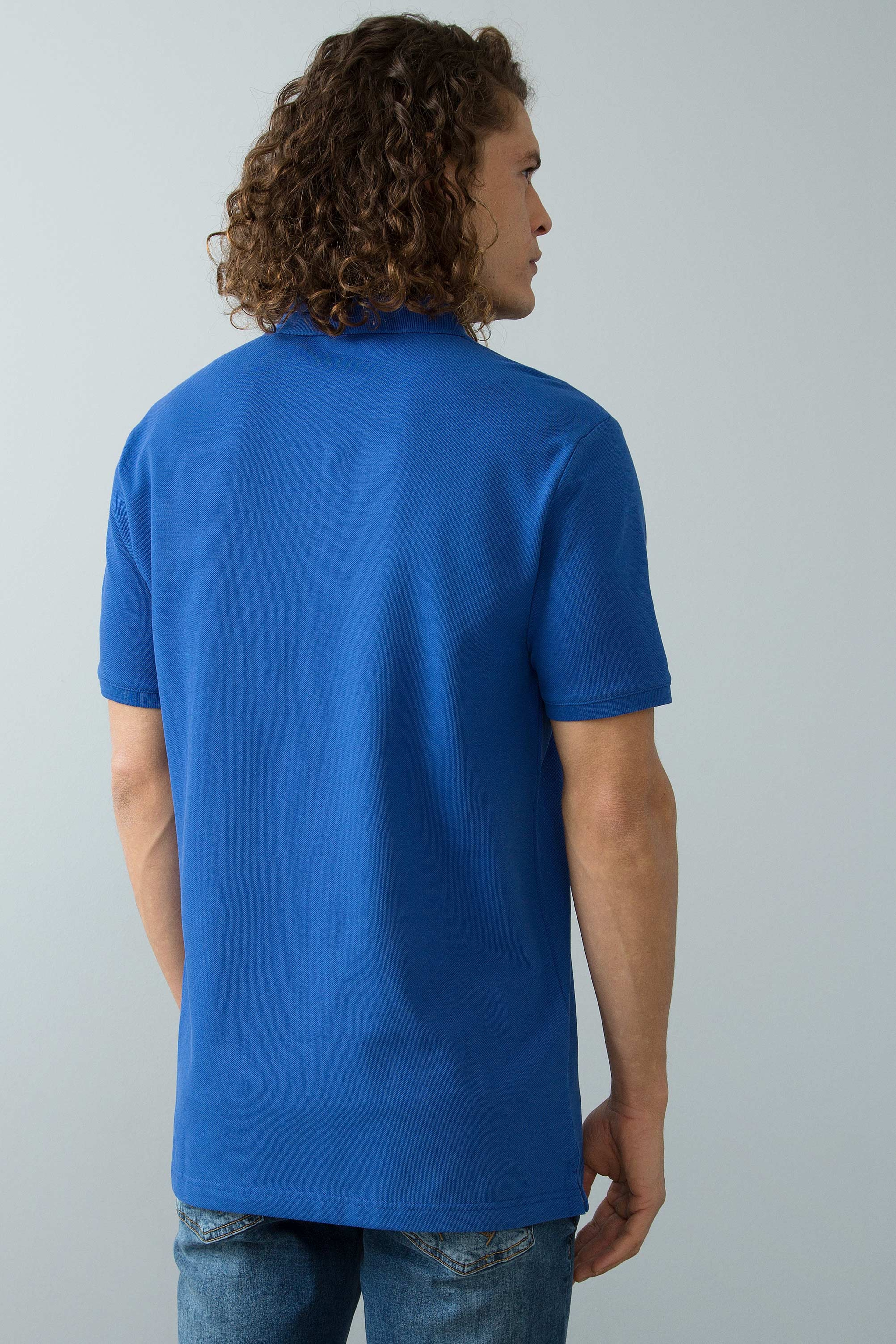 Erkek Saks Polo Yaka T-Shirt Basic