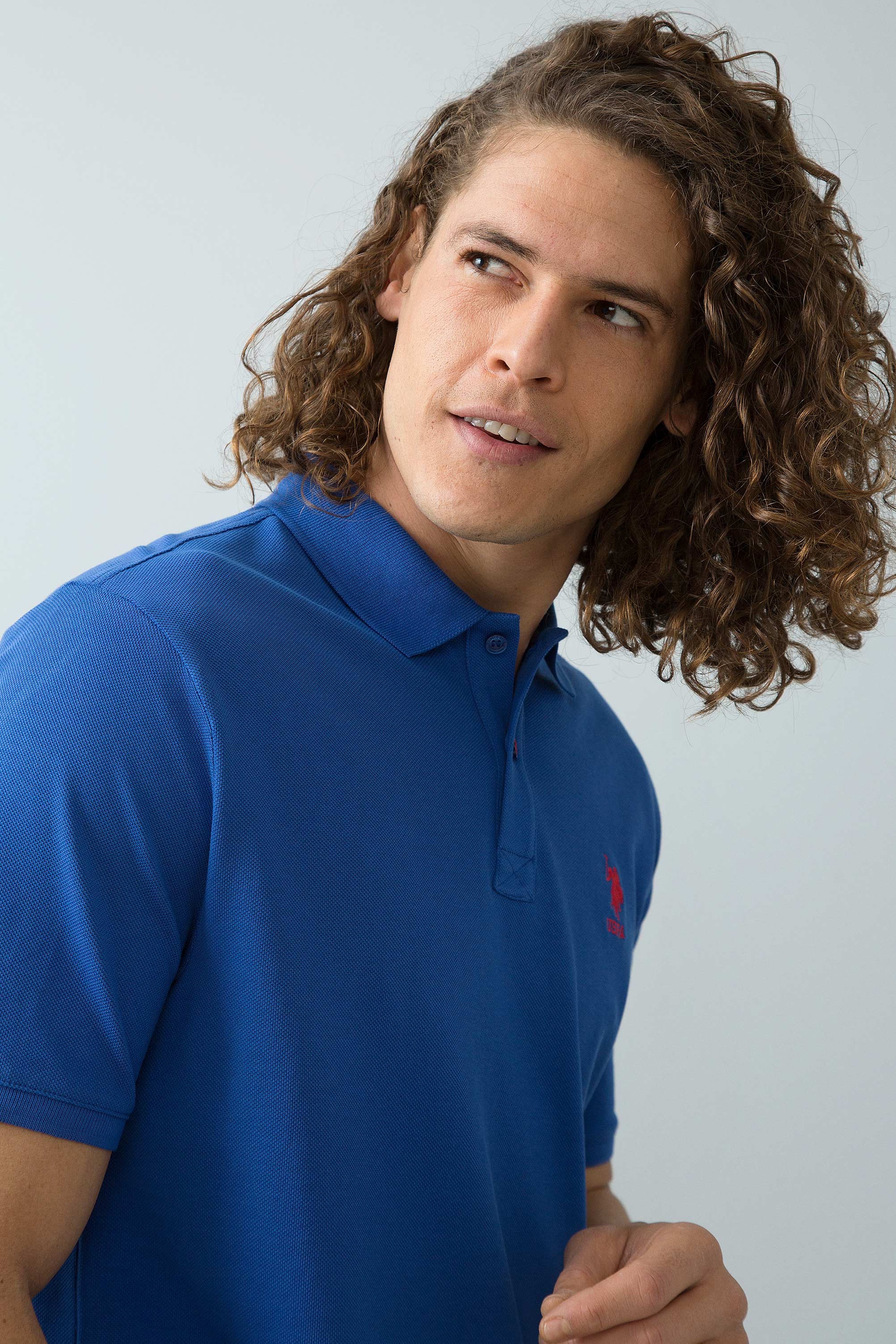 Erkek Saks Polo Yaka T-Shirt Basic