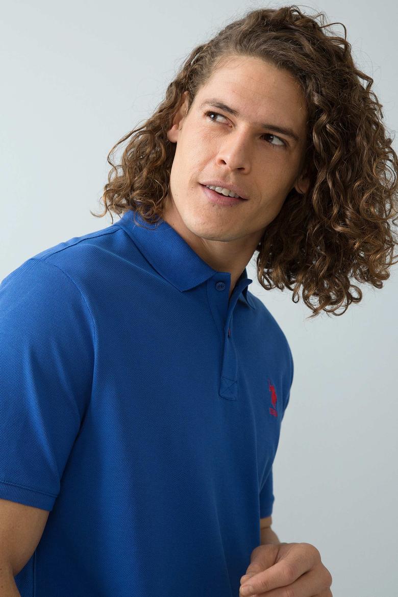 Erkek Saks Polo Yaka T-Shirt Basic - 50199833062