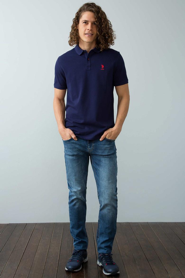 Erkek Lacivert Polo Yaka T-Shirt Basic - 50199833153