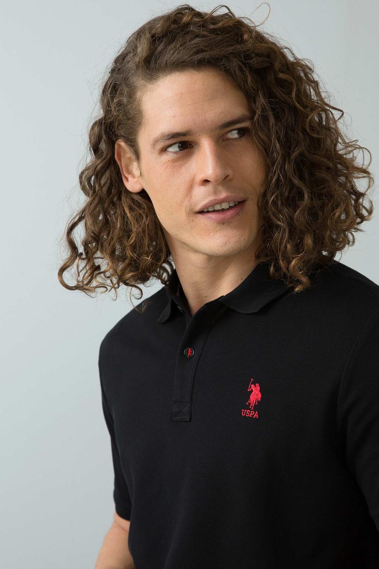 Erkek Siyah Polo Yaka T-Shirt Basic - 50199833196