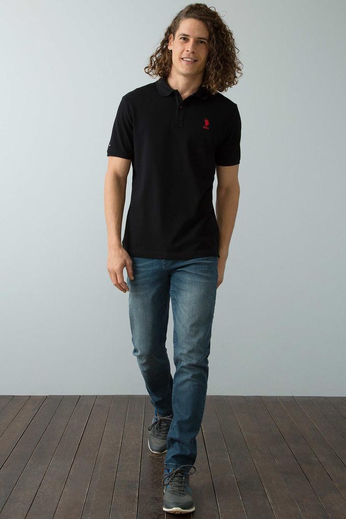 Erkek Siyah Polo Yaka T-Shirt Basic