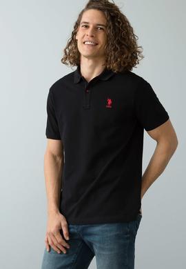 Erkek Siyah Polo Yaka T-Shirt Basic - 50199833196