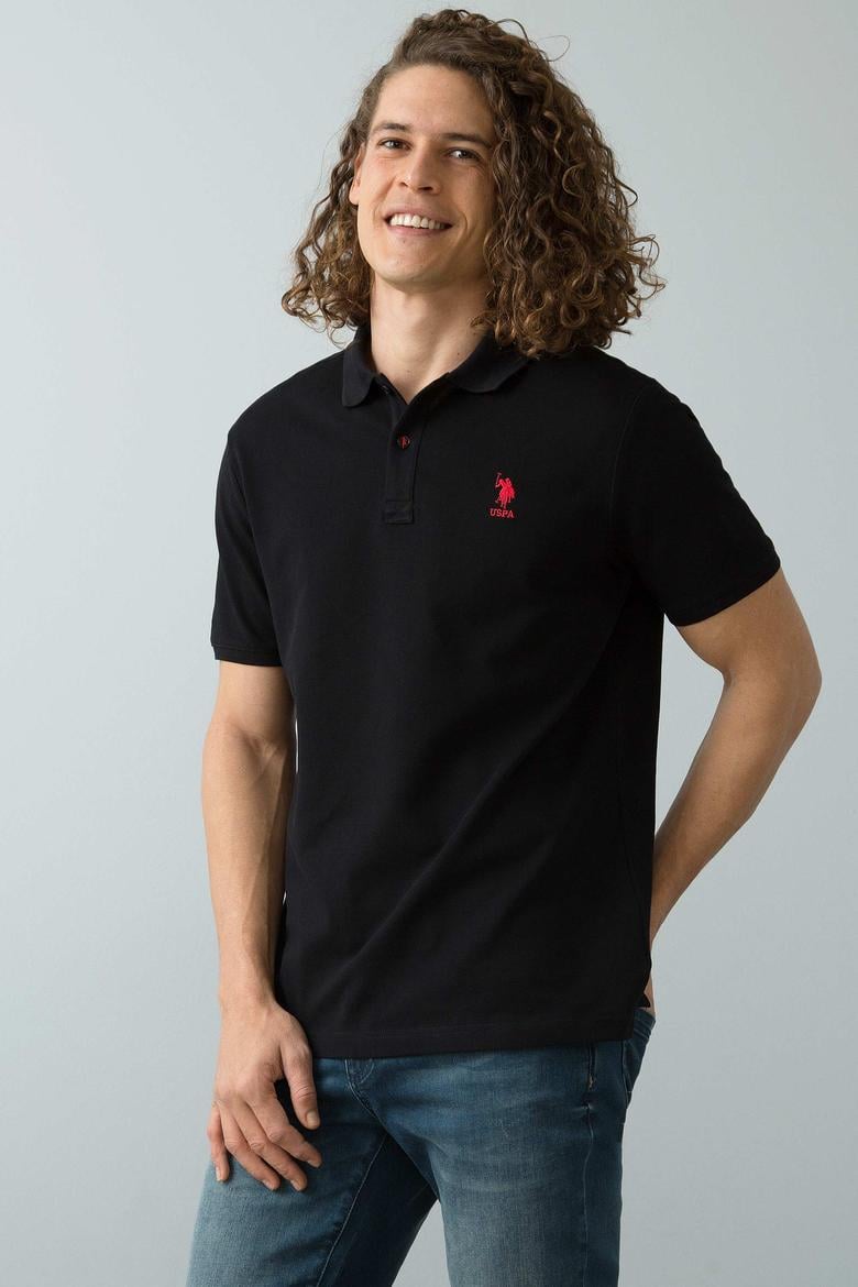 Erkek Siyah Polo Yaka T-Shirt Basic - 50199833196