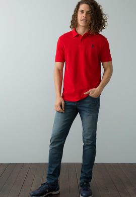 Erkek Kırmızı Polo Yaka Basic T-Shirt - 50199833222