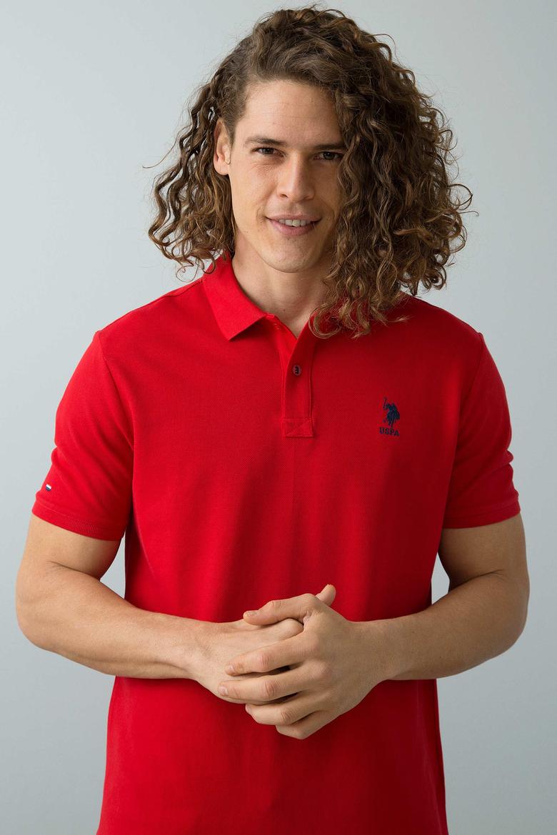 Erkek Kırmızı Polo Yaka Basic T-Shirt - 50199833222