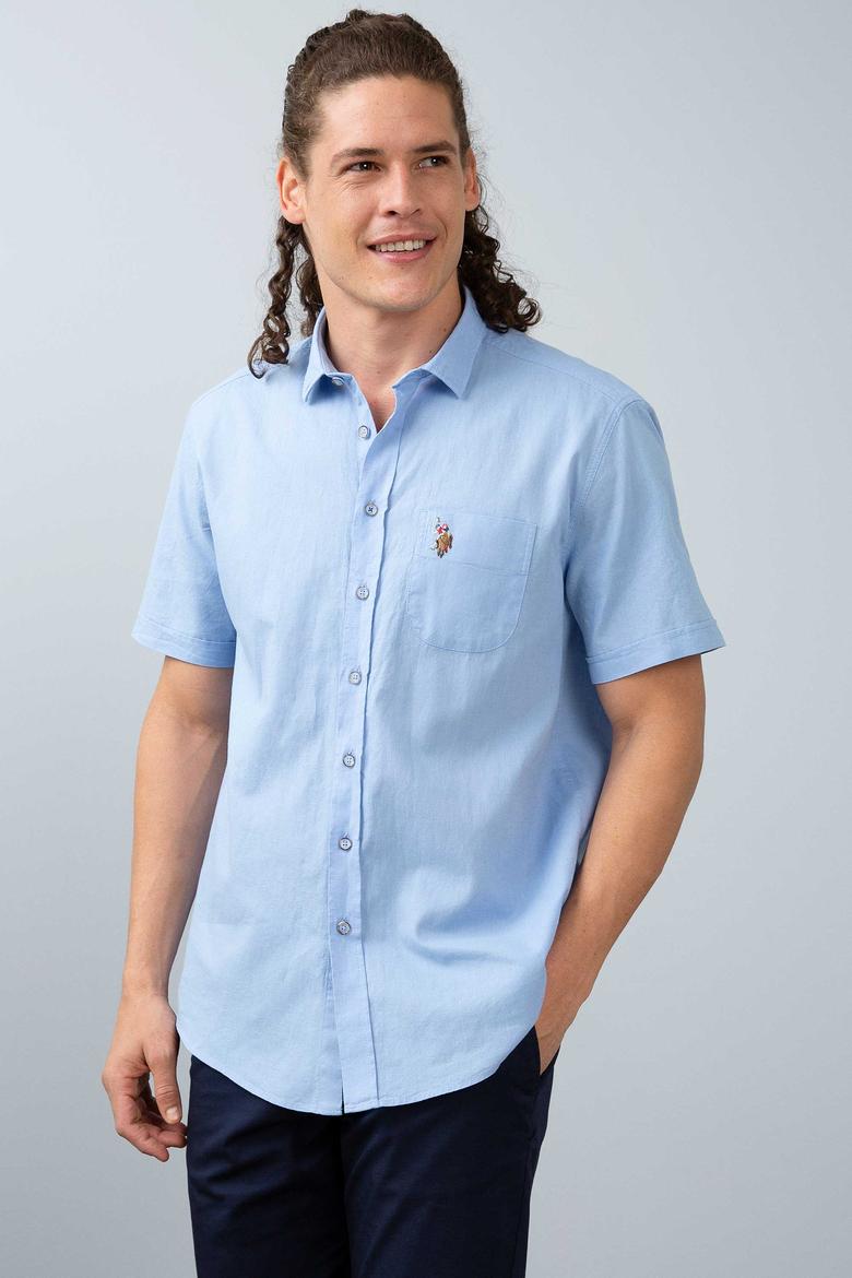 Erkek Mavi Gömlek Kısakol