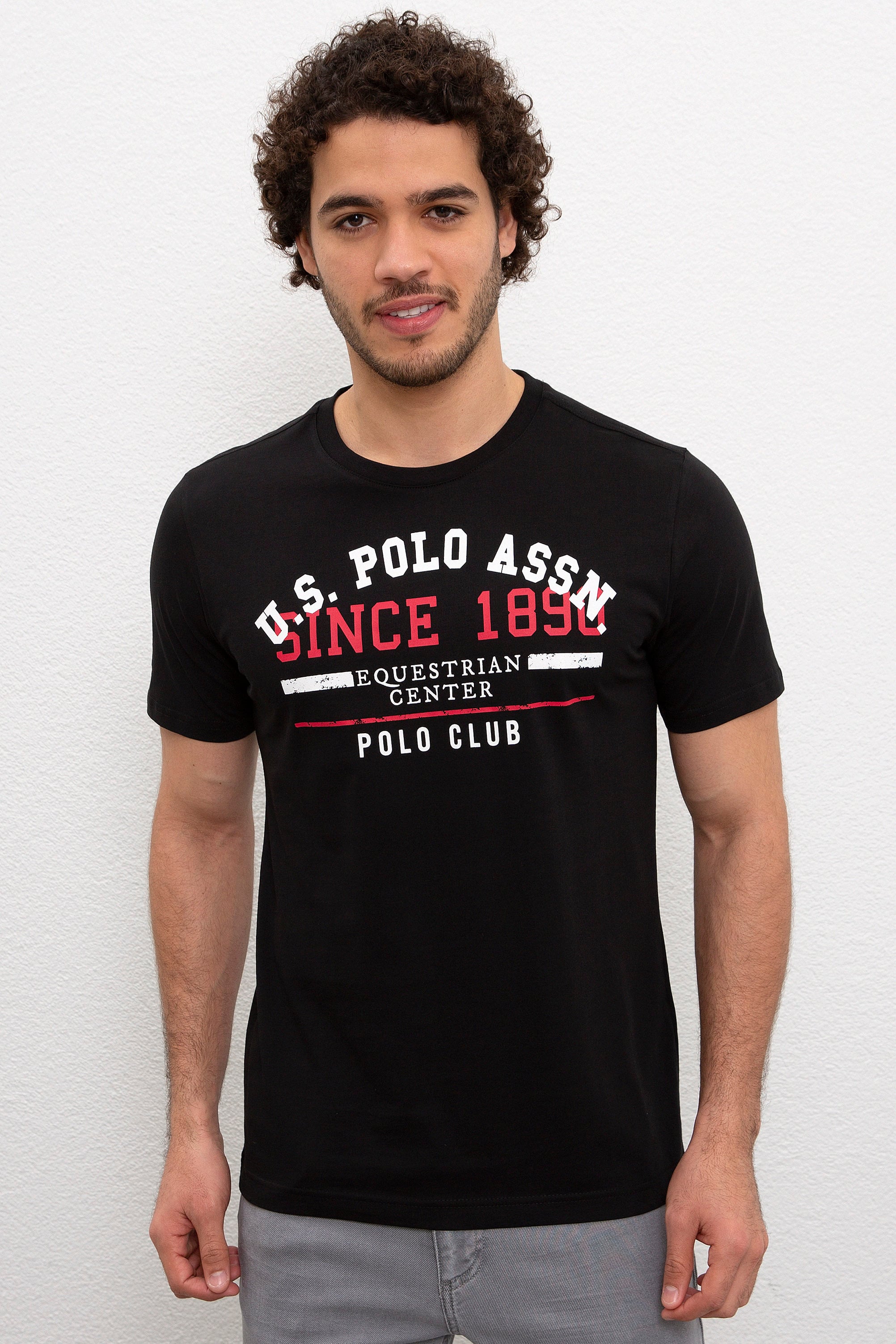 Erkek Siyah Bisiklet Yaka T-Shirt