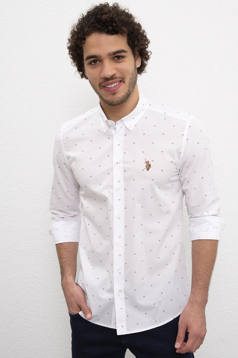 Erkek Kırmızı Desenli Gömlek Uzunkol