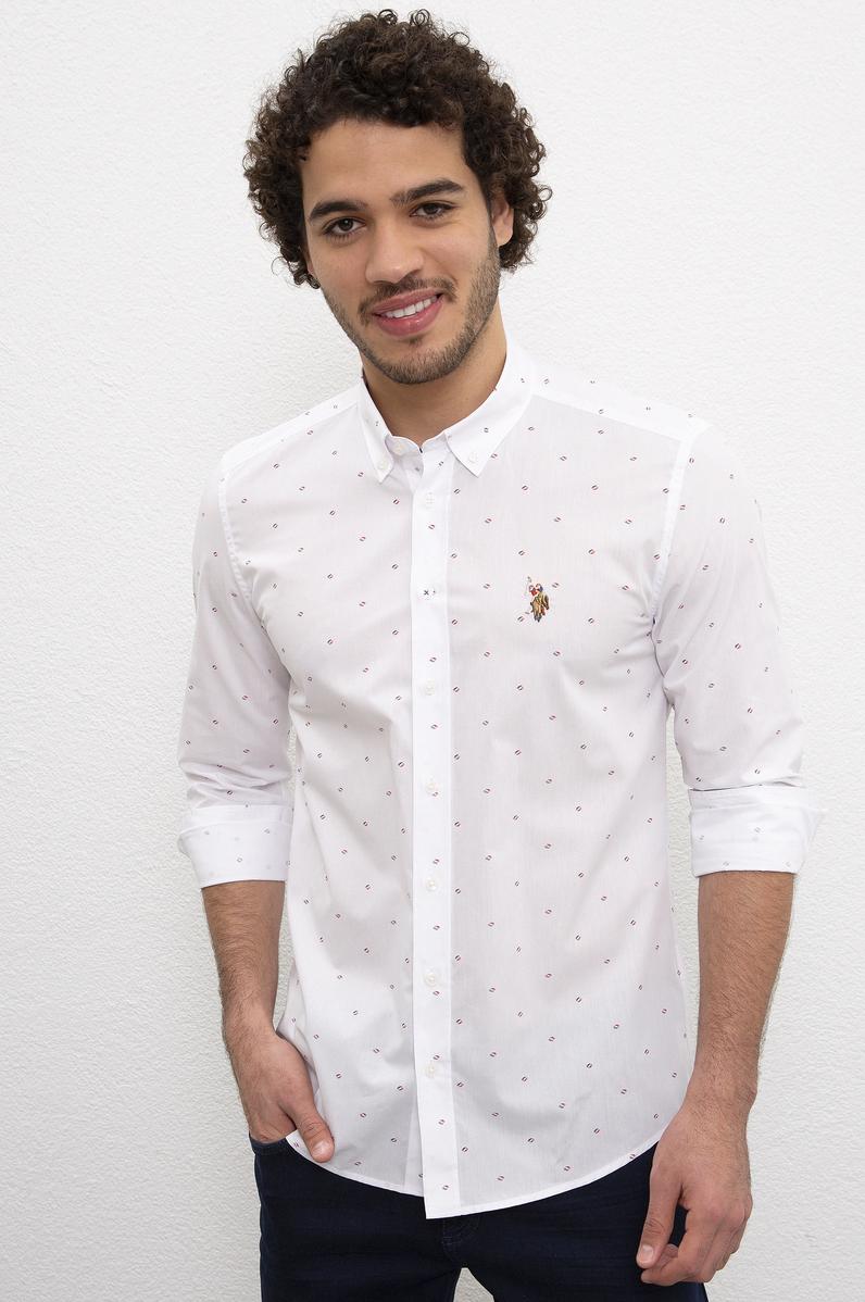 Erkek Kırmızı Desenli Gömlek Uzunkol