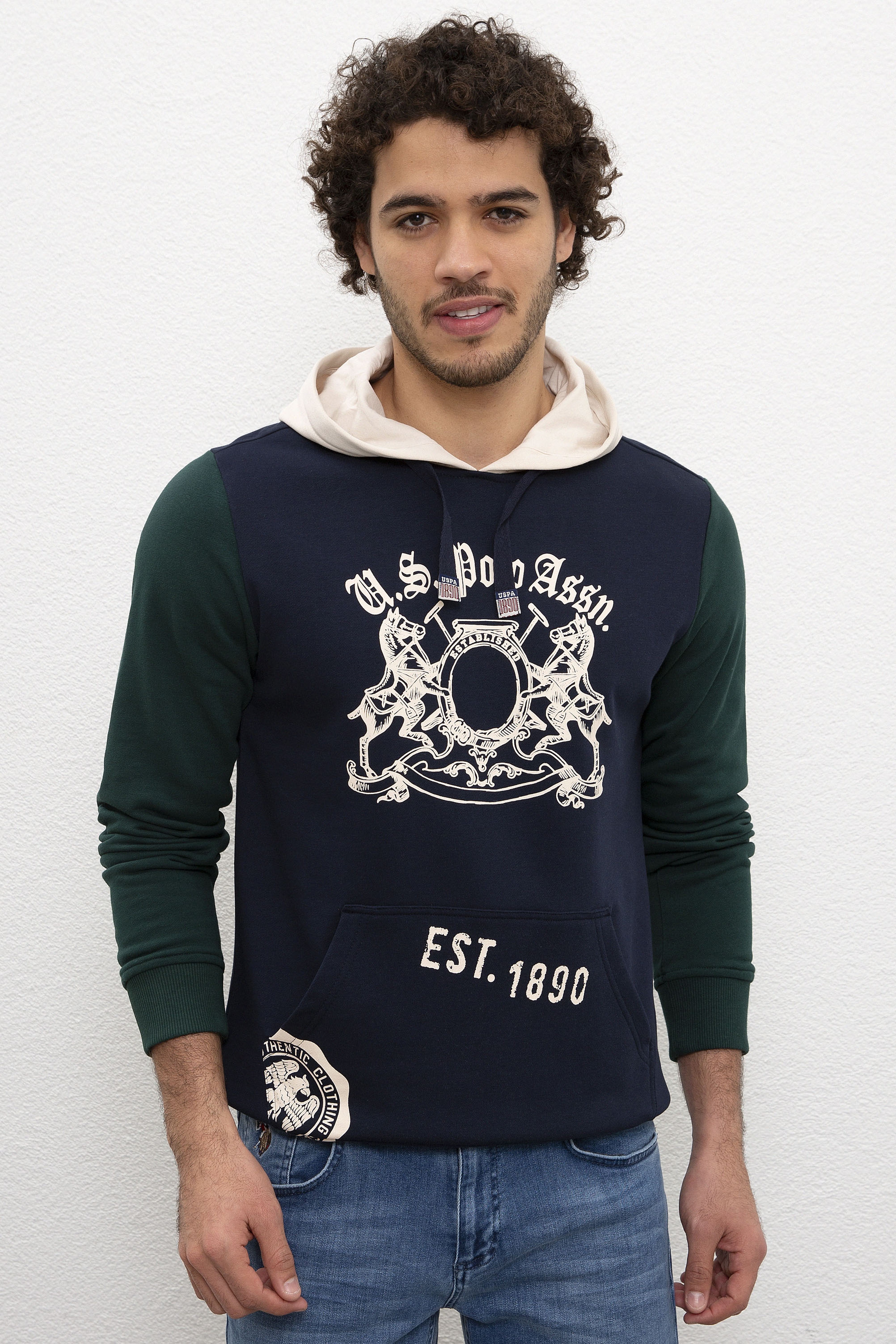 Erkek Lacivert Kapüşonlu Sweatshirt - Image 1