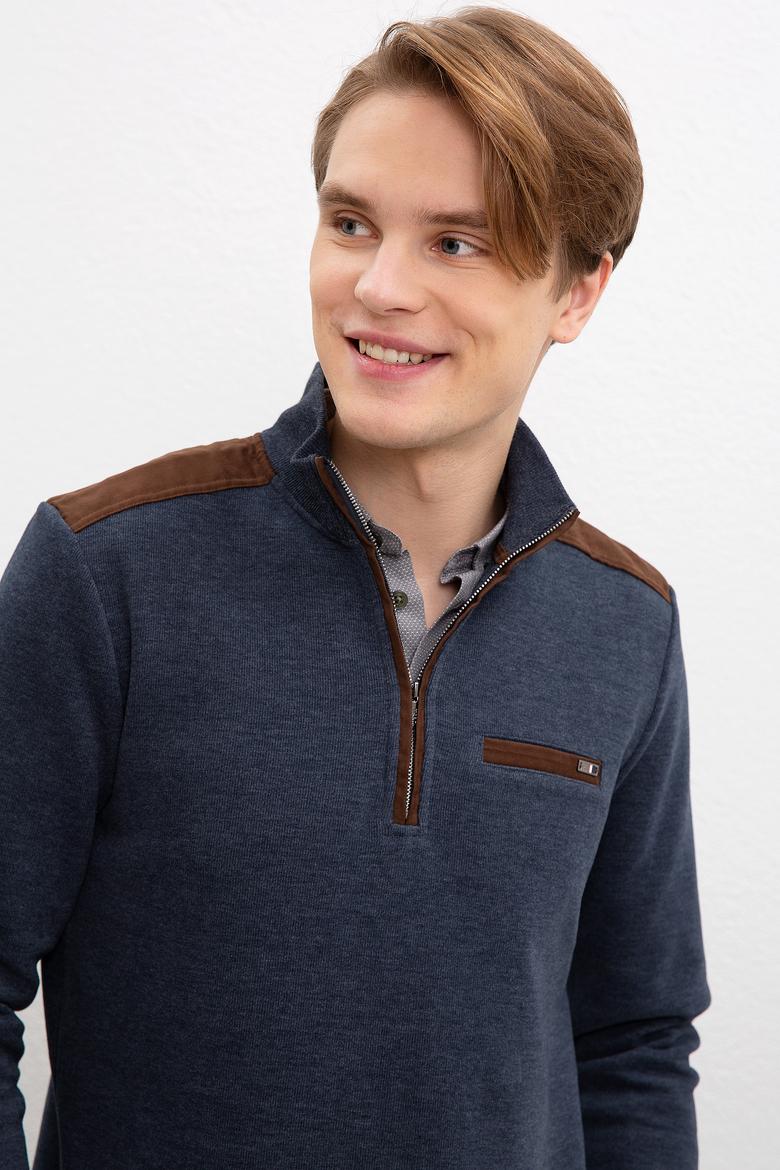 Erkek Lacivert Dik Yaka Sweatshirt - 50209208011