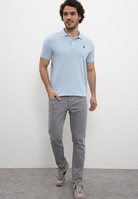 Erkek Açık İndigo Basic Polo Yaka Tişört - 50217612189