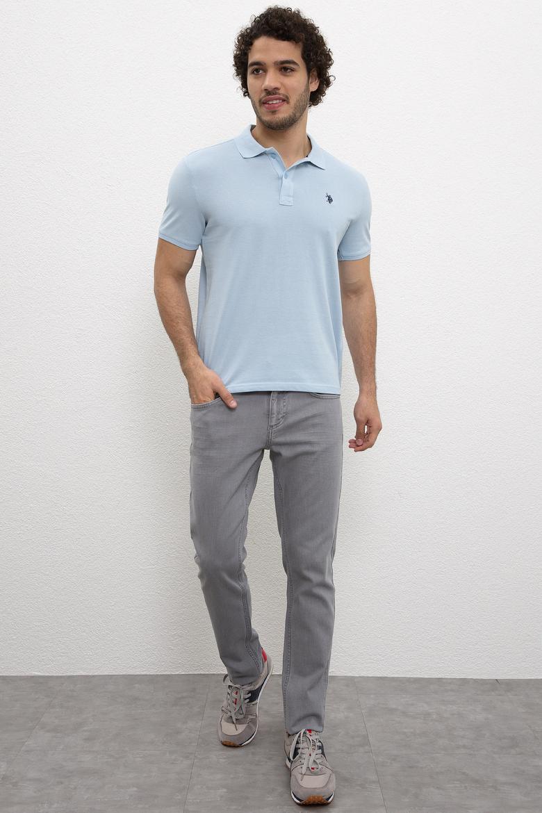 Erkek Açık İndigo Basic Polo Yaka Tişört - 50217612189