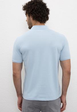 Erkek Açık İndigo Basic Polo Yaka Tişört - 50217612189