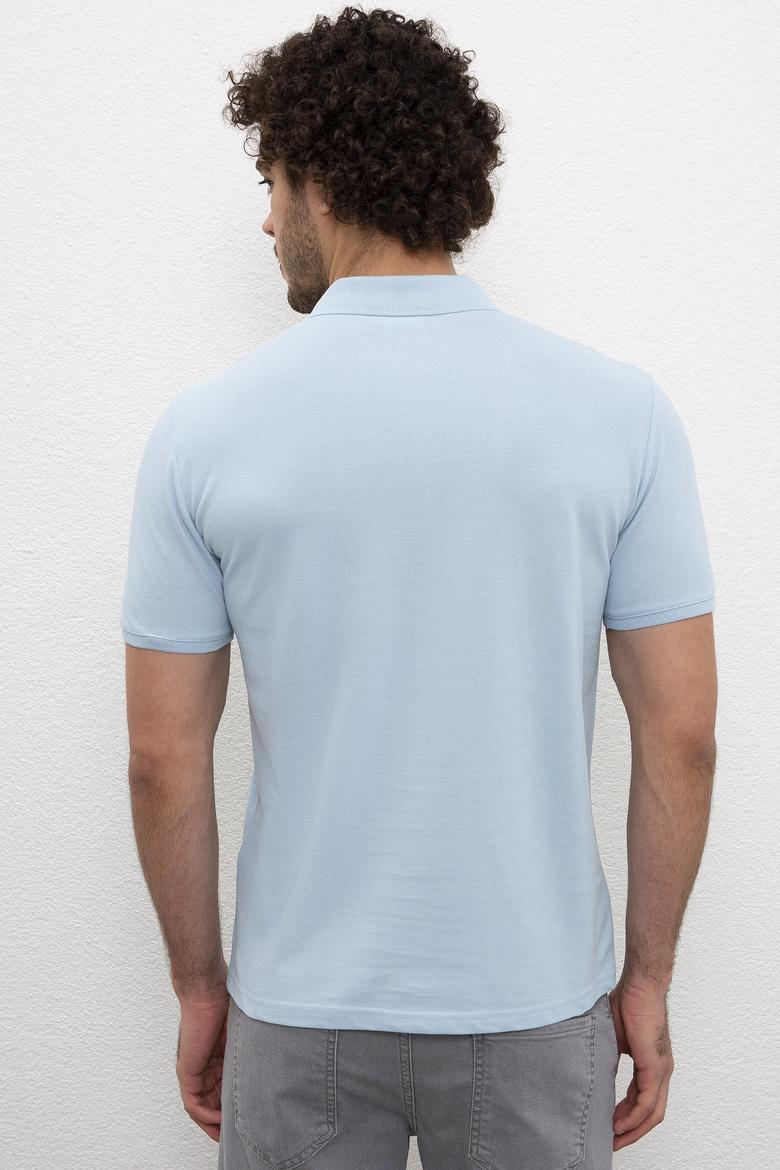 Erkek Açık İndigo Basic Polo Yaka Tişört - 50217612189